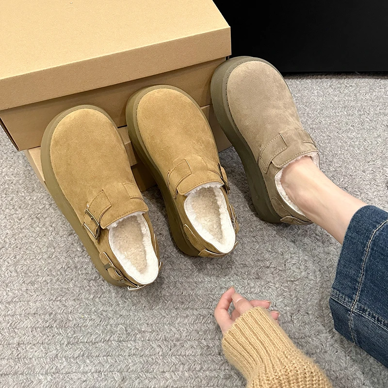 2024 женские тапочки шлепанцы зимние сапоги на платформе высокое качество кожаные