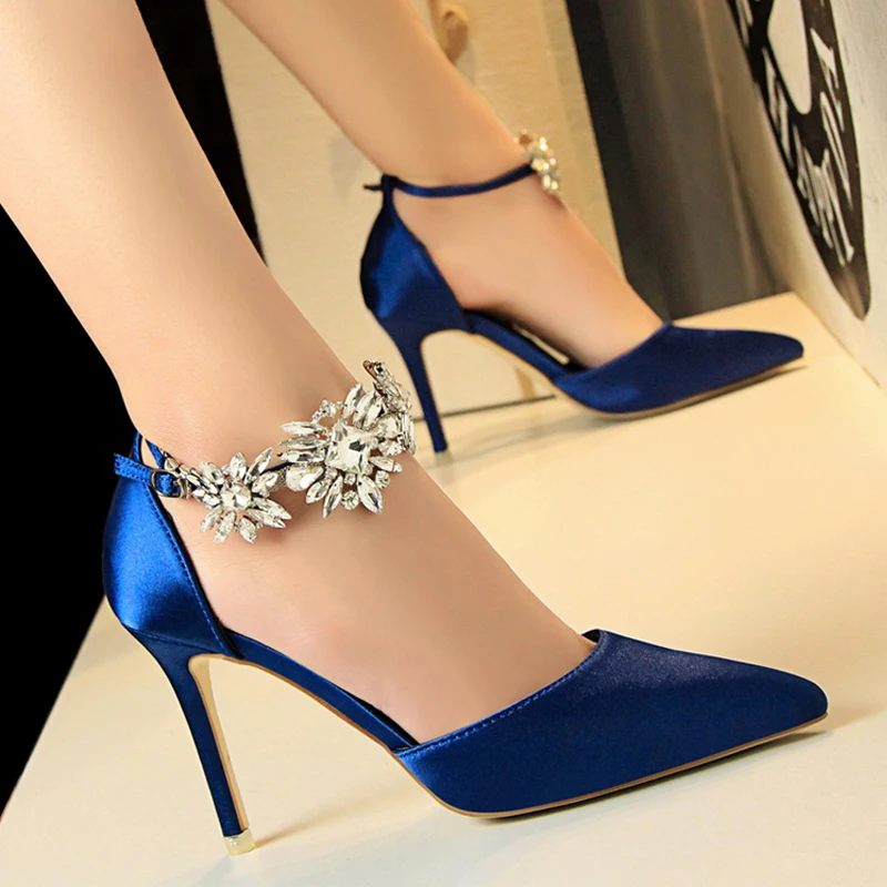 

Bigtree Shoes Women Shoes High Heels Women's Pumps Stiletto Silk Rhinestone Lady Shoes 2022 New Wedding Shoes Party Shoes