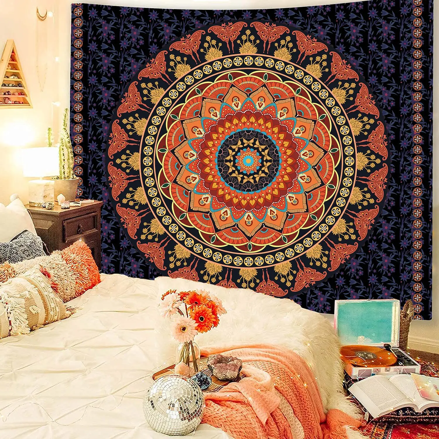 

Floral Mandala Tapestry Wall Hanging India Hippie Boho Home Dorm Wall Decor HD Printed Art Wall Cloth Tapestries for Room Decor