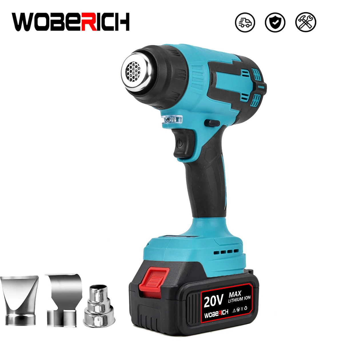 

Cordless Handheld Hot Air Gun Electric Heat Gun with 3 Nozzles Industrial Home Shrink Wrapping Tool Cordless Blower For Makita