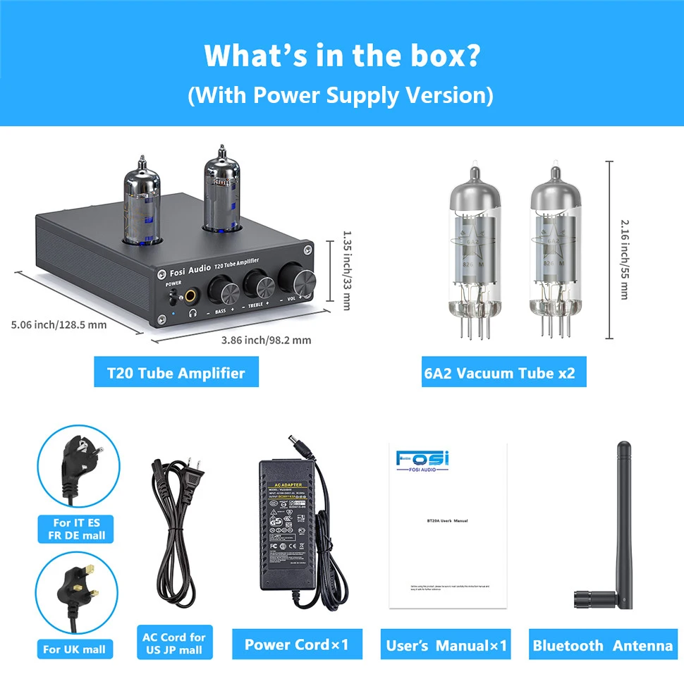 Fosi Audio Bluetooth Vacuum Tube Amplifier AptX HD Stereo Power Amp 50W TPA3116D2 Portable Headphone Amplifier For Home Speakers images - 6