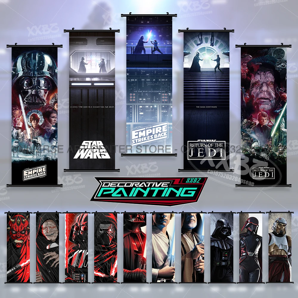 Star Wars: Die letzten Jedi-Figuren, Leinwanddruck, Schriftrollen, Bild, Wandkunst, Innenausstattung, hängende Malerei, Heimdekoration, Filmplakat