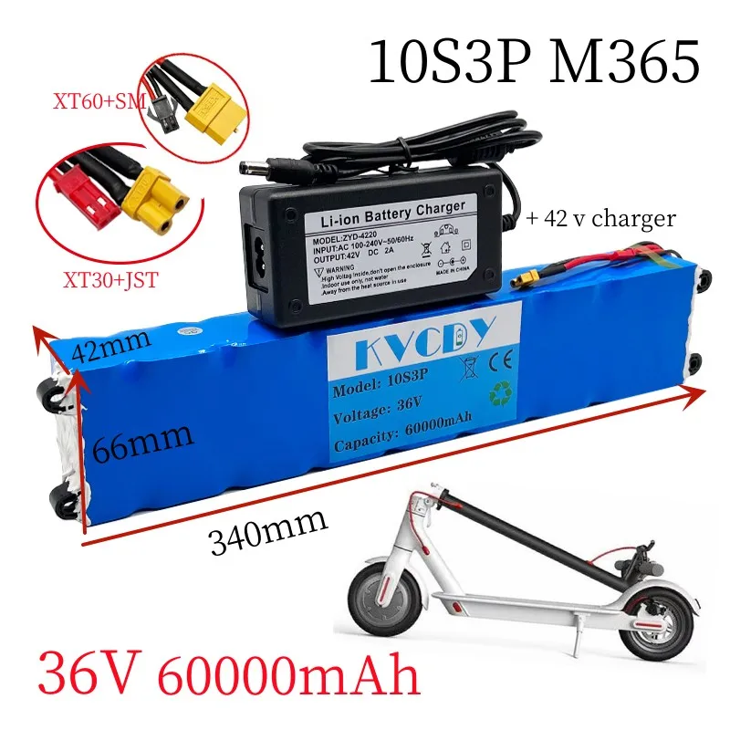 

Литиевая батарея 36 в 60 Ач 18650 10s3p 60000 мАч 250 Вт-500 Вт одинаковая дверь 42 в электрический скутер m365, аккумулятор с аккумулятором
