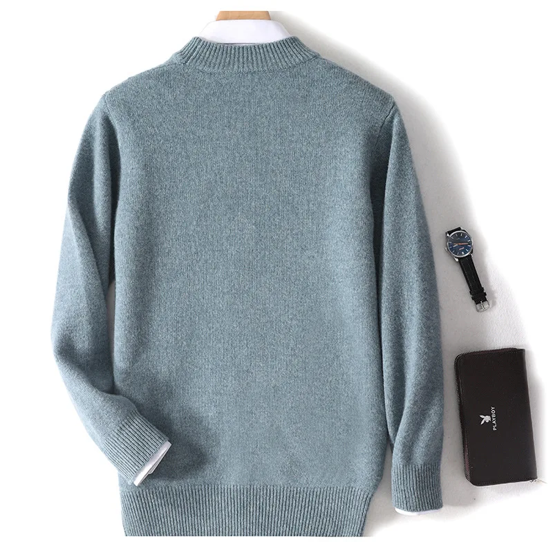 Новый утолщенный мужской свободный пуловер из чистой шерсти на осень и зиму
