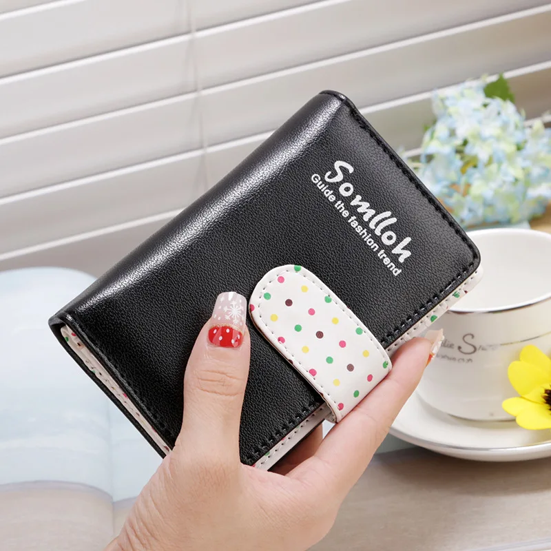 Mini Purse Credit ID Card Holder Dot Portafoglio Luxury Design Cute Wallet Korean Style Small Wallet Women Clutches ארנק לנשים