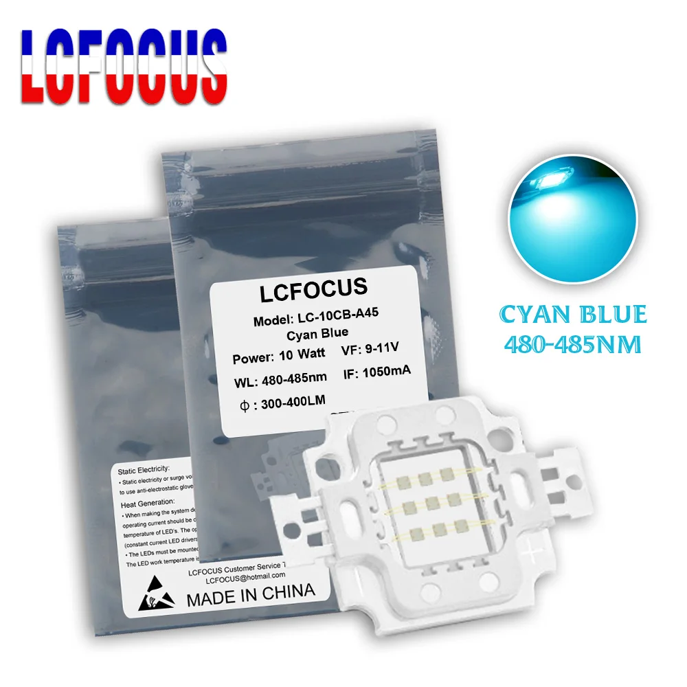 

Мощный светодиодный COB Chip10W 20W 30W 50W 100W Cyan Blue 480-485nm SMD диод для DIY 10 Вт прожектор прожектор этап светодиодные лампы