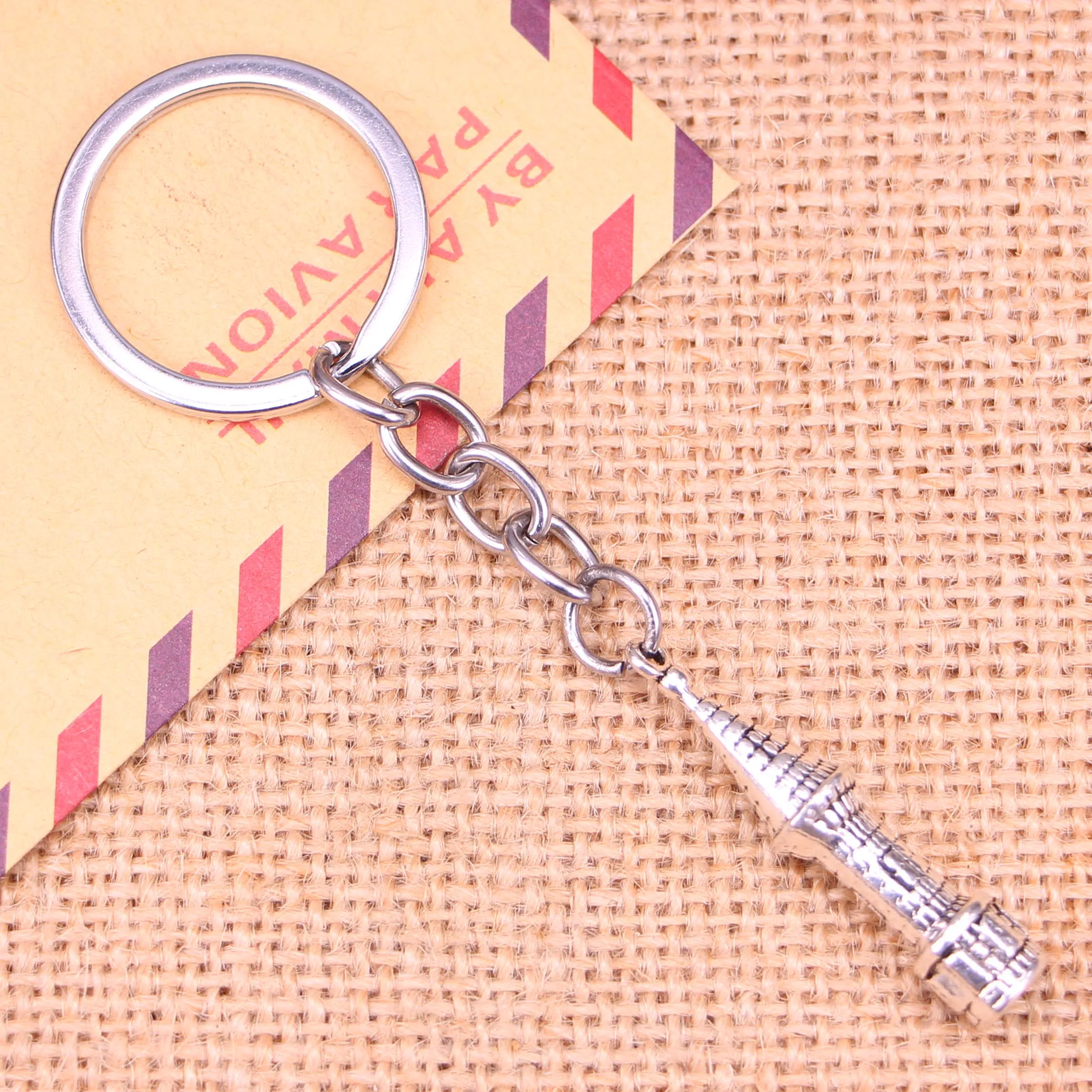 

20pcs New Fashion Keychain 41*10*10 mm castle spire Pendants DIY Men Jewelry Car Key Chain Ring Holder Souvenir For Gift