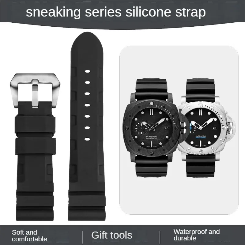 

Silicone Replacement Watchband With Substitute Stealth 111/441/616 Boat-fruited Sterculia Series Soft Silicone Strap 22/24/26mm