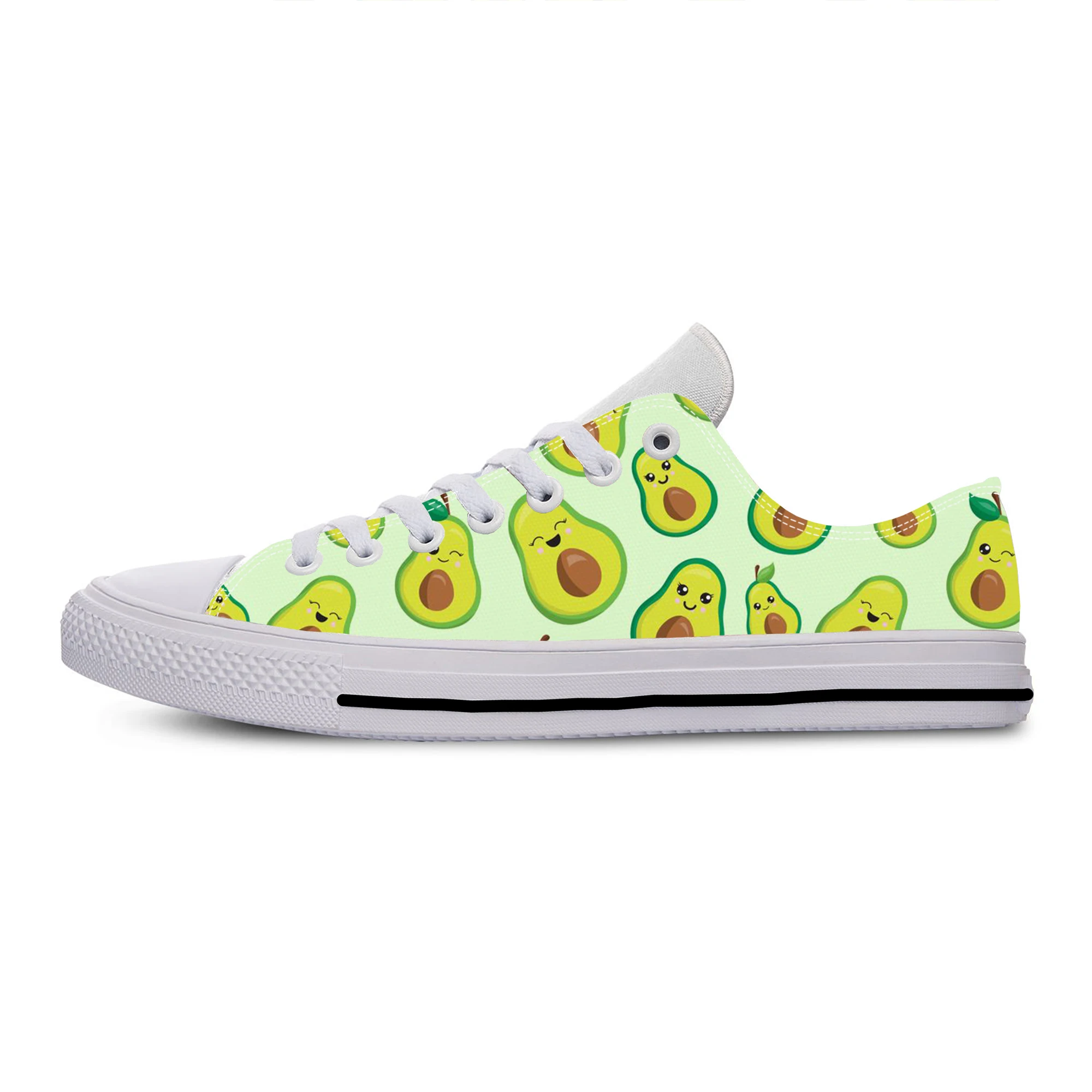 

Avocado Fruit Anime Cartoon Manga Comic Pattern Casual Cloth Shoes Low Top Lightweight Breathable 3D Print Men Women Sneakers