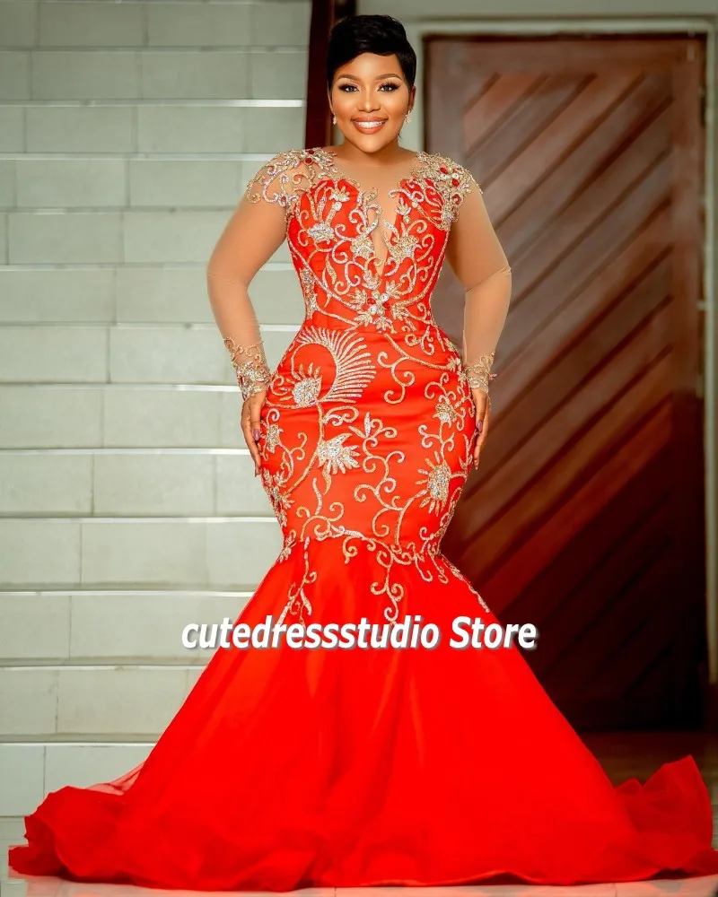 

Женское вечернее платье-русалка, платье с длинным рукавом и блестками, расшитое бисером