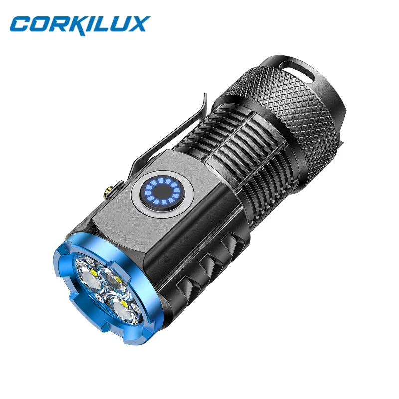 

Светодиодный яркий мини-фонарик CORKILUX для повседневного использования, USB Type-C, перезаряжаемый, портативный карманный рюкзак 18350, фонарик для домашней работы, фонарик с зажимом для крышки