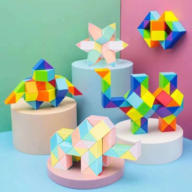 

24/36/48/60/72 Blocks Magic Rule Snake Cubes Twist Transformable Puzzle Toy for Kids