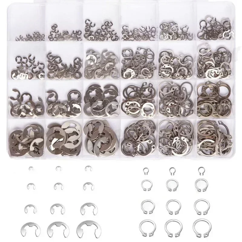 

327 шт. E-тип/C-типа, стопорные зажимы, набор шайб, стопорное кольцо из нержавеющей стали, удерживающая уплотнительную прокладку, крепежные детали, автомобильные аксессуары