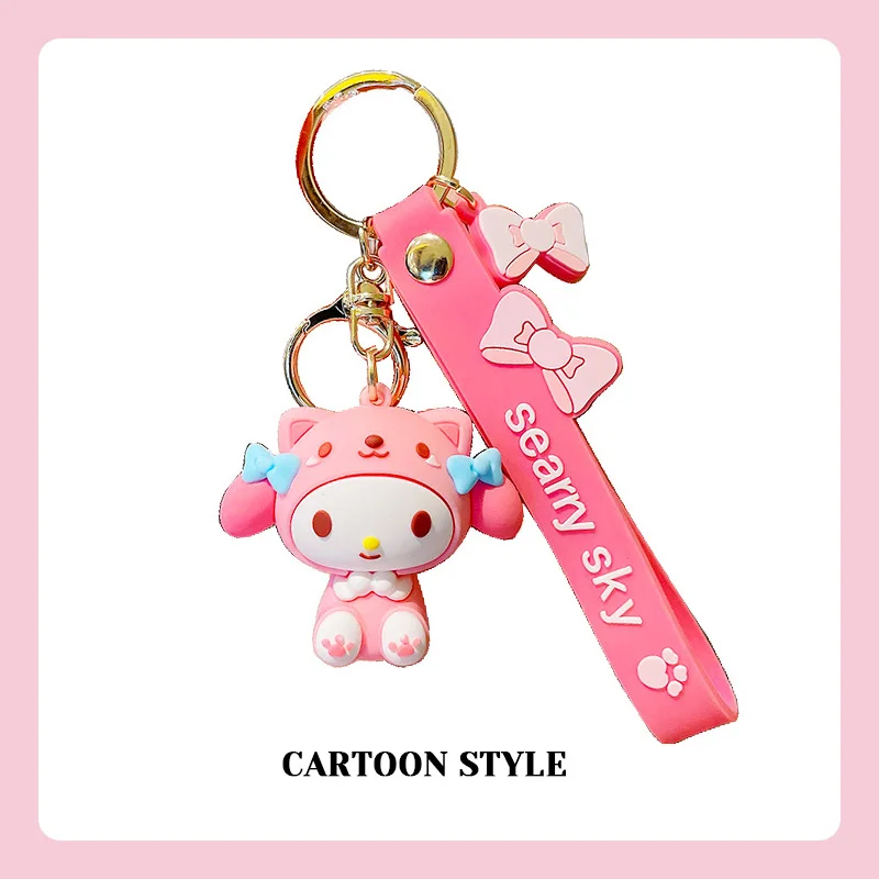 

Kawaii Sanrio Hello Kitty Keychain Accessories Anime Figure Kuromi Melody Cinnamonroll Bag Keyring Backpack Pendant Toy Children