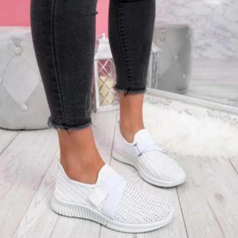 Women's Casual Shoes Spring Crystal Solid Color Women's Mesh Sports Shoes Flat Shoes Women's Flat Shoes Women's Sports Shoes