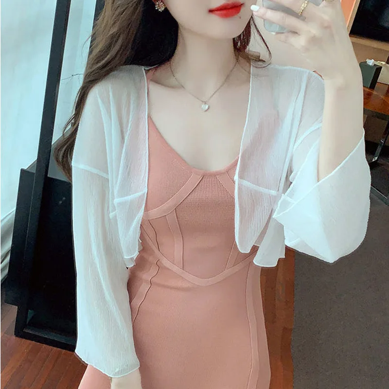 Повседневная короткая шифоновая шаль Zik Hekiy для отпуска в гавайском стиле белая