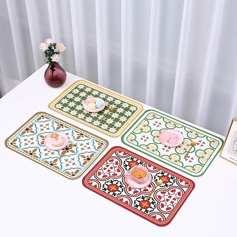 

Leather Western Placemat Tableware Pad Oil Water Resistant Heat Insulation Non-Slip Tablemat Coaster for Kitchen Washable Cup