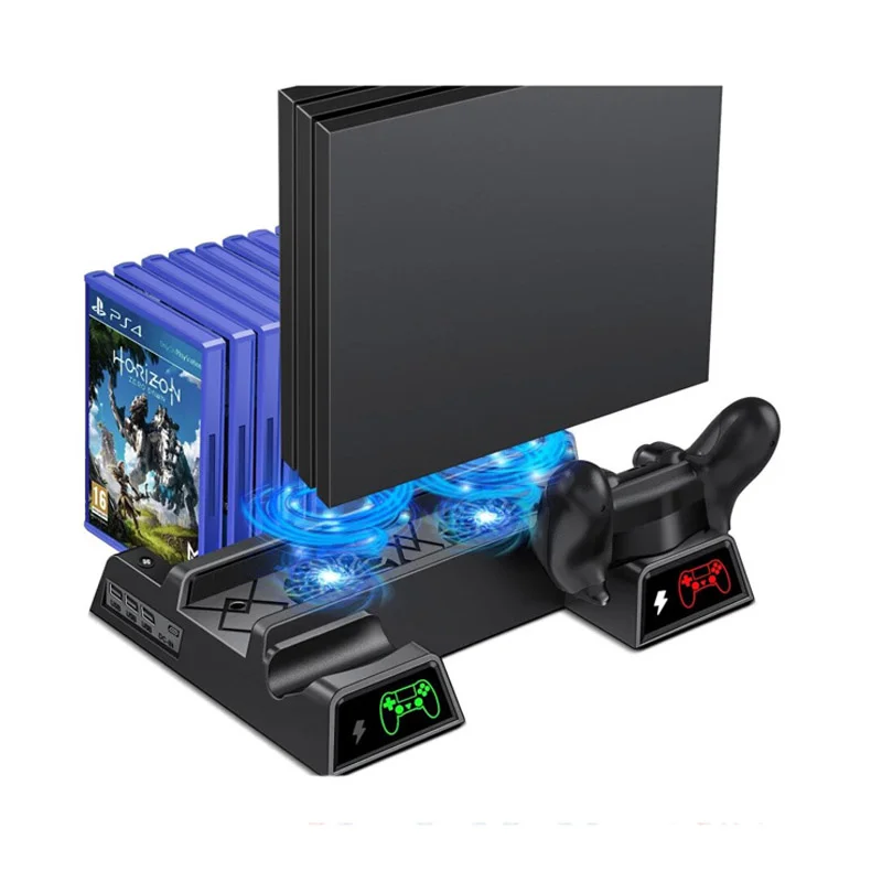 

New For PS4/PS4 Slim/PS4 Pro Cooling Fan Vertical Stand Dual Controller Charging Station For PS4 Playstation 4 For PS4 Cooler