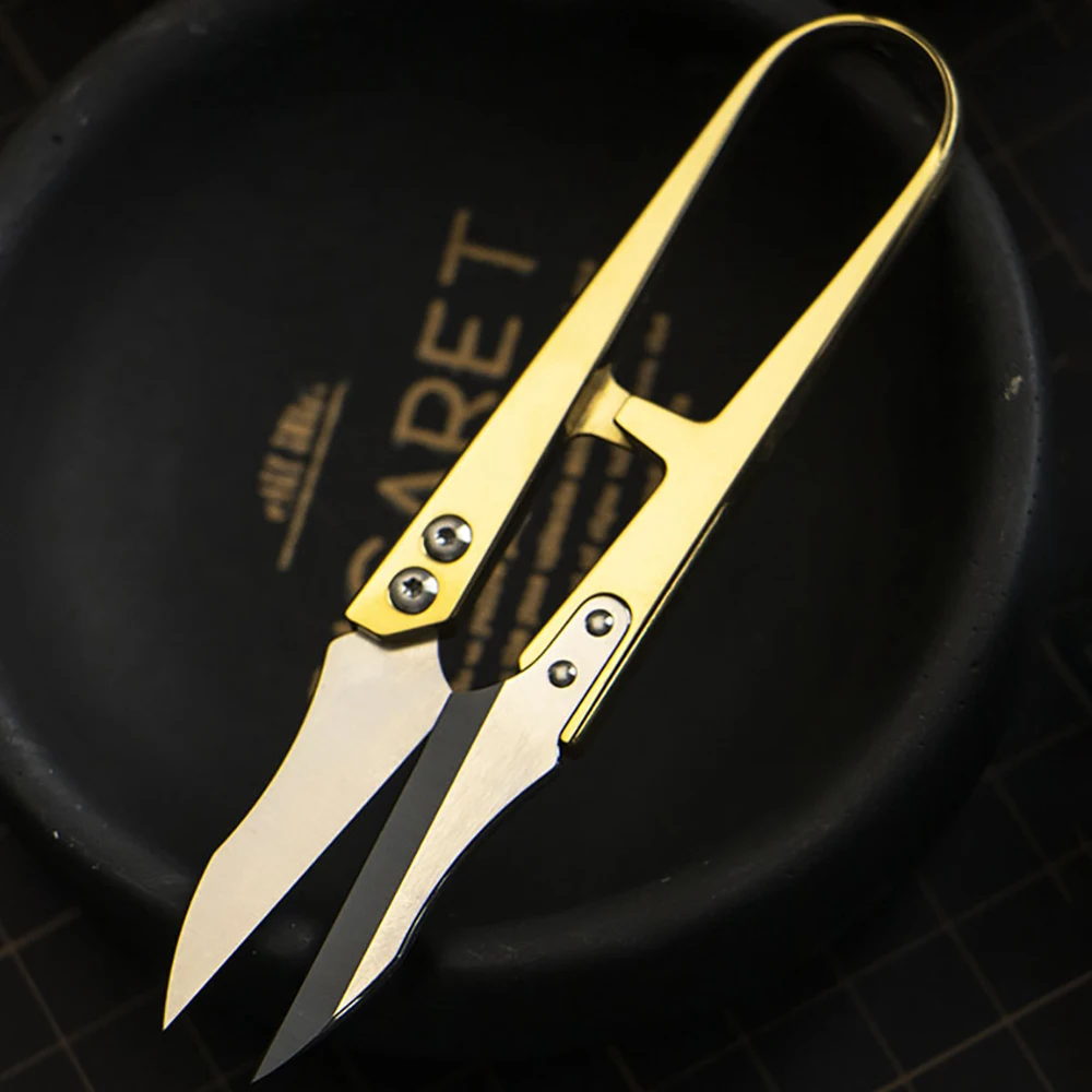 

Professional Yarn Shears HRC59 Detachable Blade 12C27 Stainless Steel Embroidery Scissors Brass Handle Leather Craft Tool