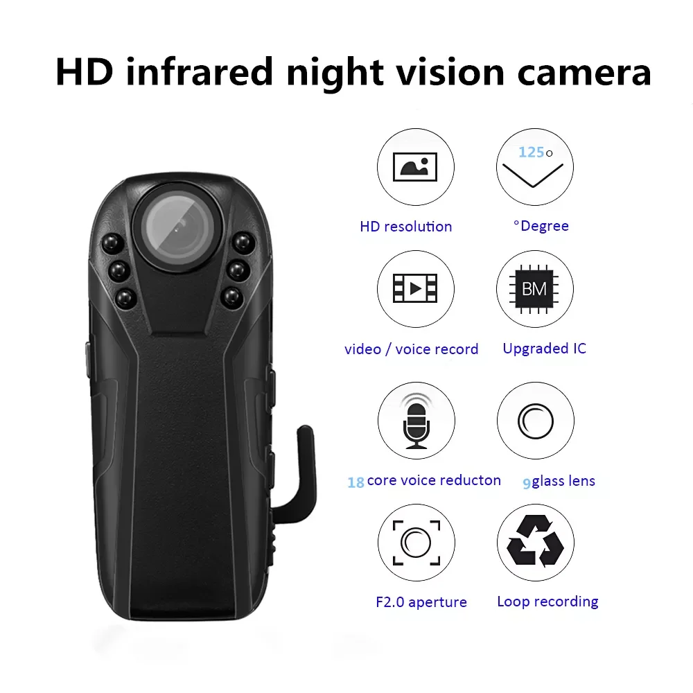 1080P Body Camera wearable Infrared night vision Mini Camera Video recorder Surveillance camera police wide angle Action camera enlarge
