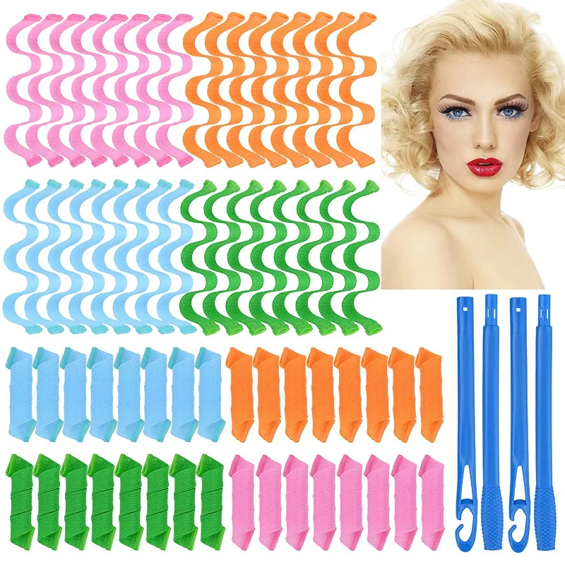 

12/10PCS Heatless Curls Hair Rollers Women Hair Curling Tongs Headband Sleeping Soft Wave Formers No Heat Curls Curlers Modeler