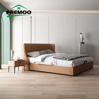 simple and modern small storage double bed european leather master bedroom wedding bed muebles de dormitorio
