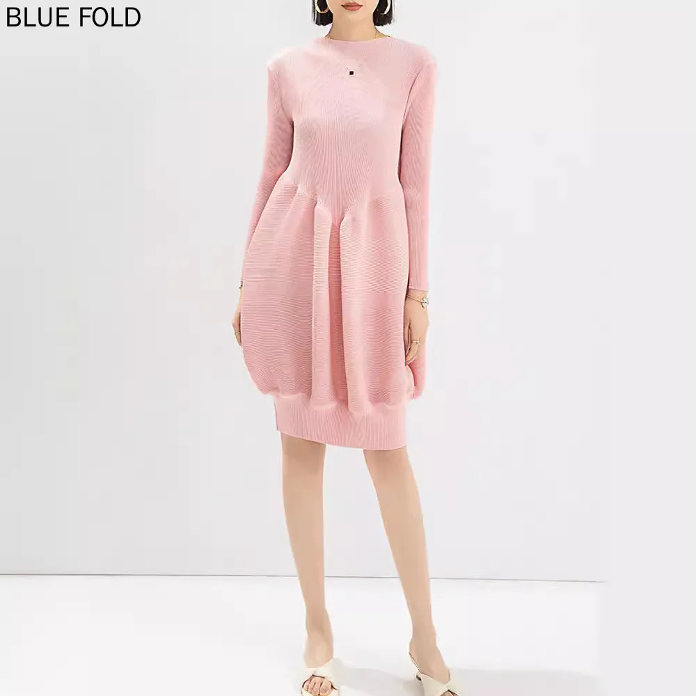 Женское плиссированное платье миаке элегантное свободное и облегающее с