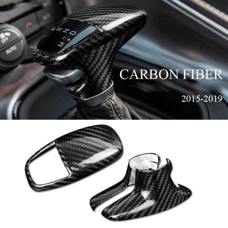 

Real Carbon Fiber Gear Shift Knob Cover Trim Gear Shift Head Decoration for Dodge Challenger Charger 2015-2019