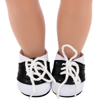doll shoes white lace up black sneakers shoes 18 inch american og girl doll 43 cm reborn baby boy doll diy toy gift s25