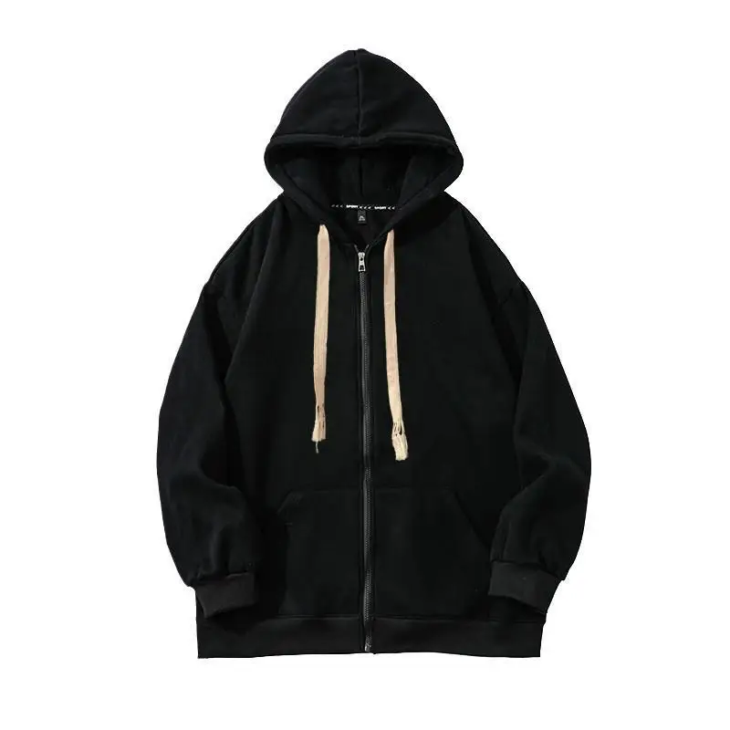 

Thick Warm Hooded Cardigan Sweatshirt Jacket for Men, Sporty Youth Couple Solid Color Hoodie Casual Top.2023 Unisex Clothing