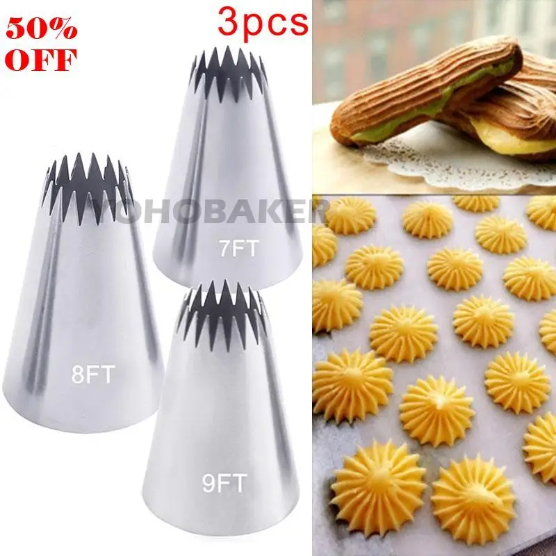 

1/3PCS Large Icing Piping Nozzles Russian Nozzles Pastry Tips Cookies Cake Decorating Tools Tips Cream Fondant Pastry Nozzles
