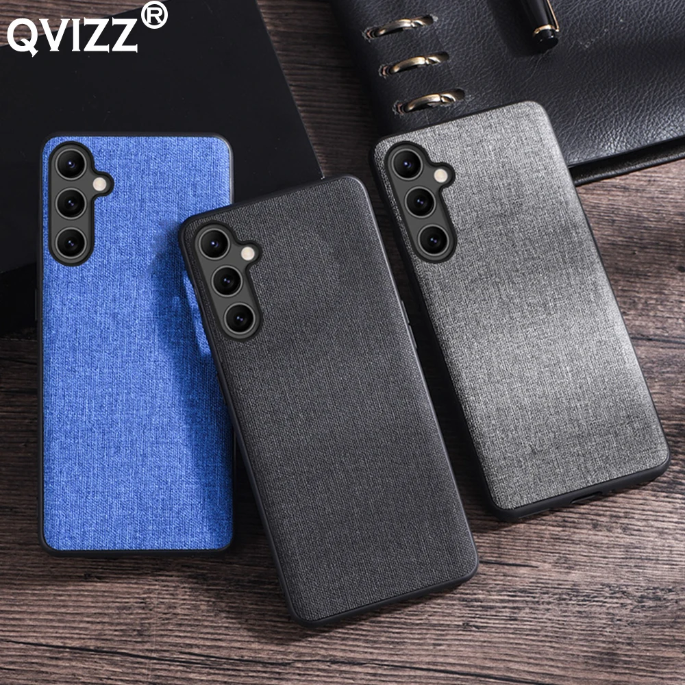 

Luxury Fabric Cloth Case for Samsung Galaxy A14 5G Armor Shockproof Soft Silicone Edges Hard Phone Cover SamsungA14 GalaxyA14