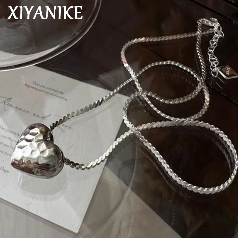 

XIYANIKE Korean Cute Heart Pendant Necklace For Women Fashion New Trendy Jewelry Girl Friend Gift Party Birthday collier femme
