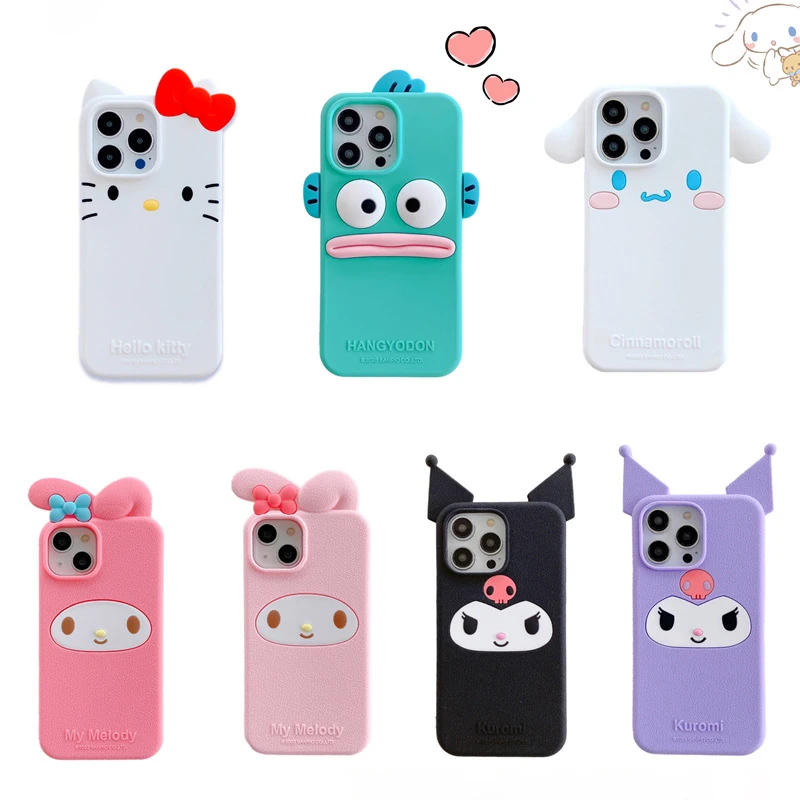 

Силиконовый чехол для телефона с мультяшным аниме Sanrios, цвет Коричный, мимелоди, Kuromi Kawaii 3D, подходит для Iphone13/14Pro Max