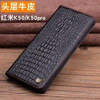luxury genuine leather magnet clasp phone case for xiaomi mi redmi k50 k40s pro kickstand holster cover protective full funda