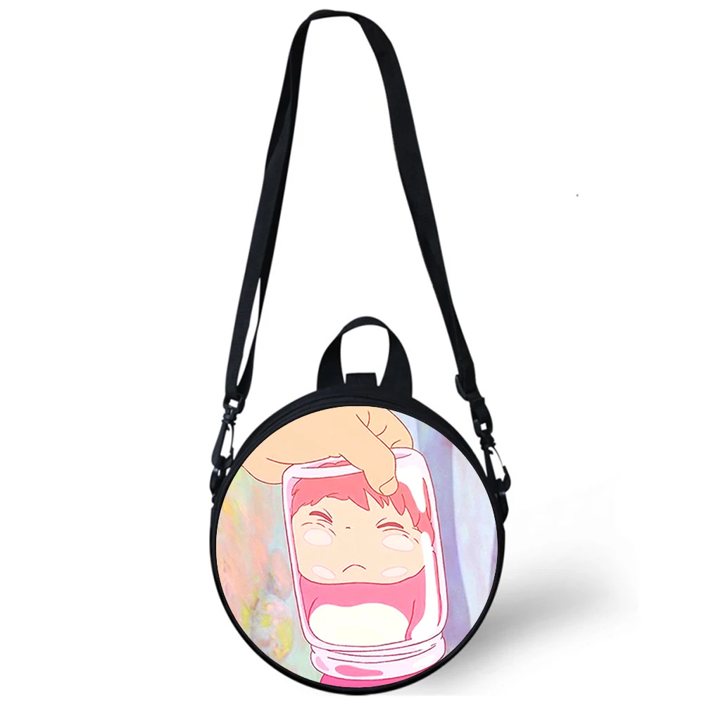 Ponyo on the Cliff anime Child kindergarten Bag 3D Print Crossbody Shoulder Bags For School Women Mini Round Bagpacks Rugtas Bag