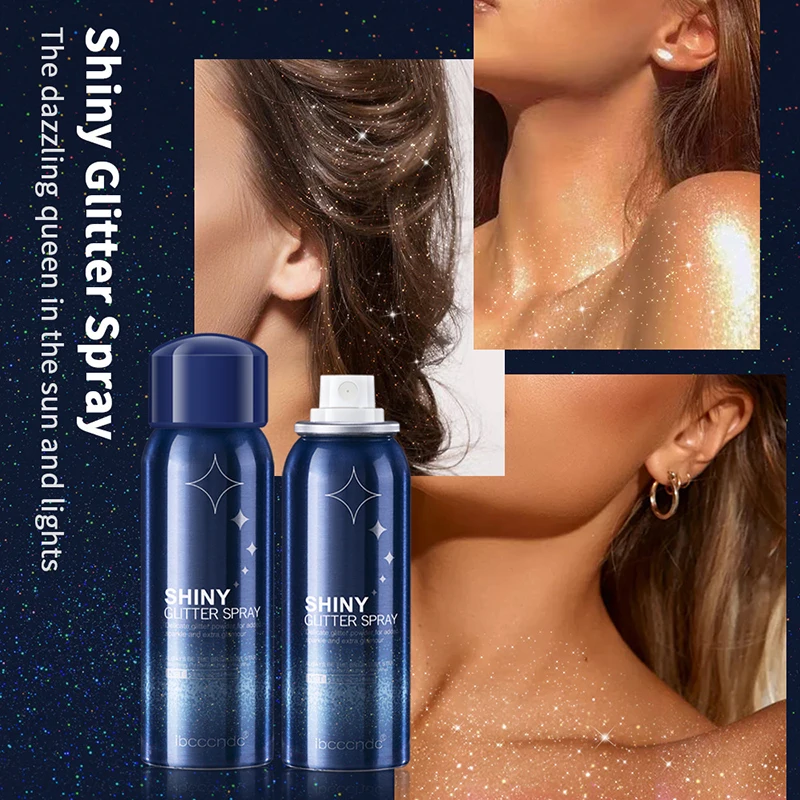 Hair Body Glitter Spray Glitter Face Highlighter Not Easy to Remove Makeup Fast Film Long Lasting Formation For Party Dates 60ml