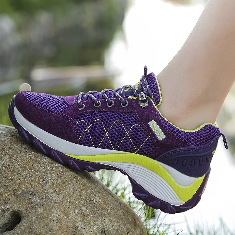 JIEMIAO Outdoor Comfortable Hiking Shoes Women Platform Increase Casual Trekking Sneakers Ladies Non-slip Climbing Camping Shoes