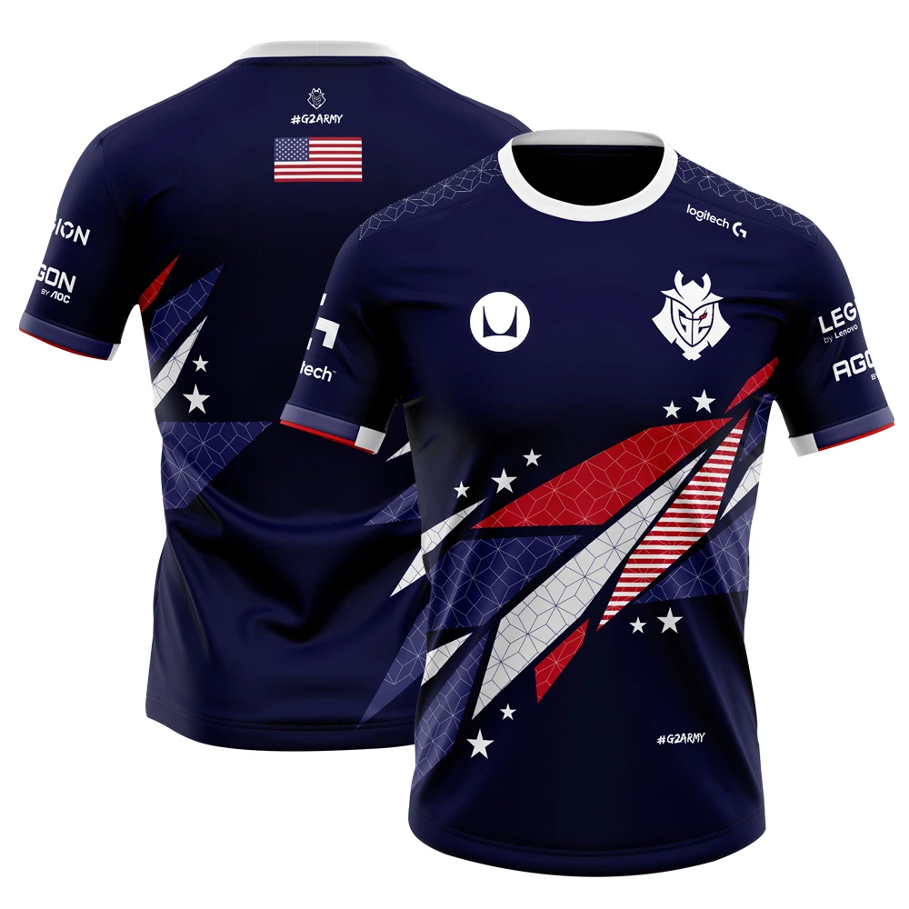

2023 New G2 Game National Team Uniform Men's T-shirt Esports Fan Short Sleeve Top Fashion Trend Large Clothing