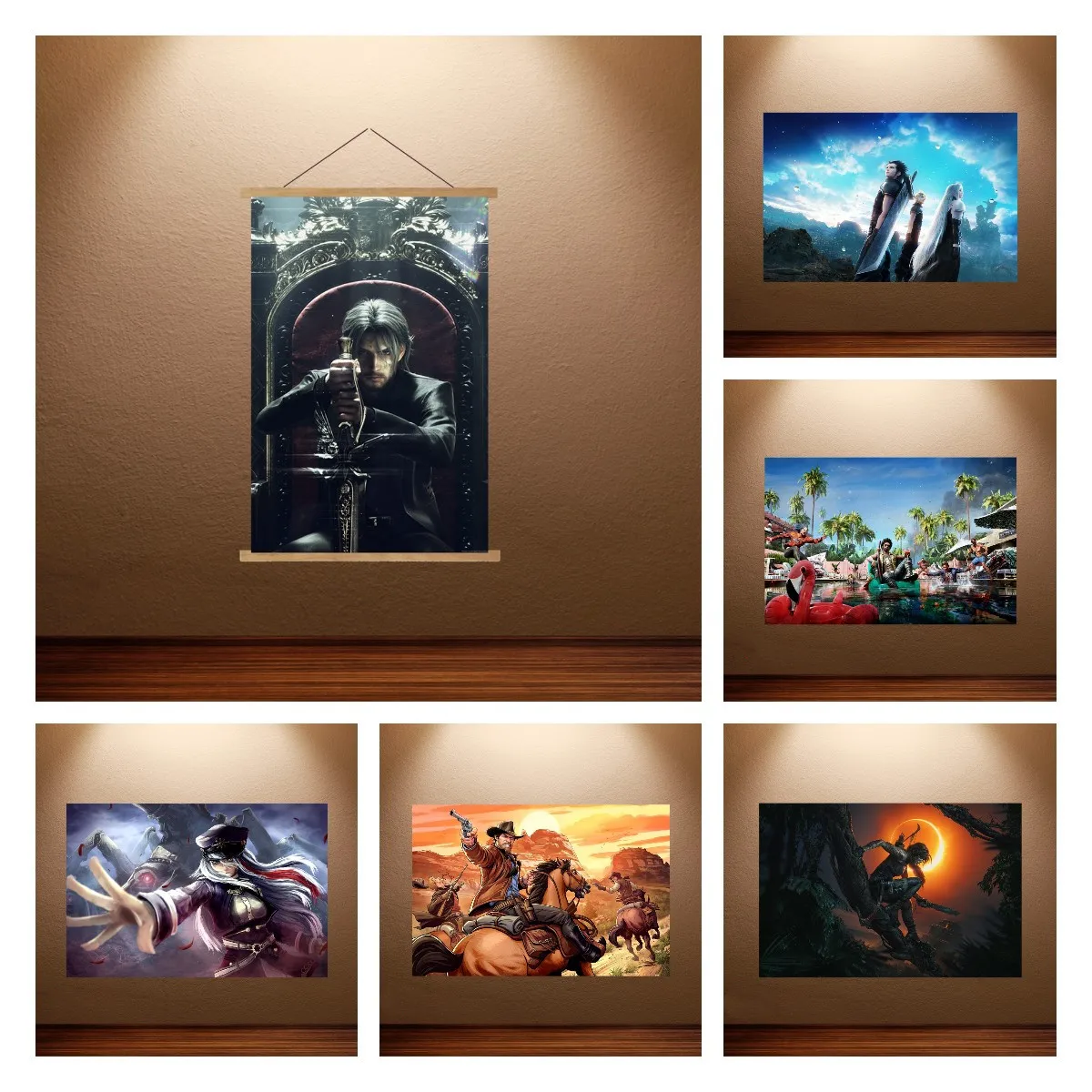 

Final Fantasy Poster Video Game Posters Anime Poster Canvas Gaming Room Wall Decor Hanging Painting Wall Art Scroll Paintings