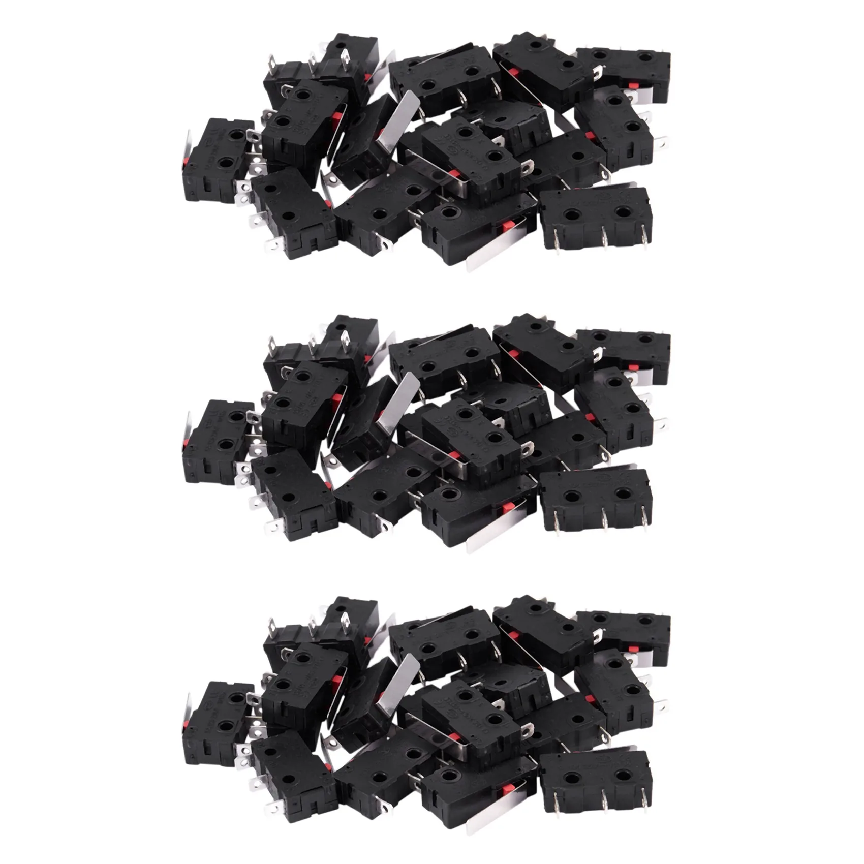 

60Pcs AC 125V 250V 5A SPDT 3-Pin Momentary Plastic -Limit Switch Black+Silver