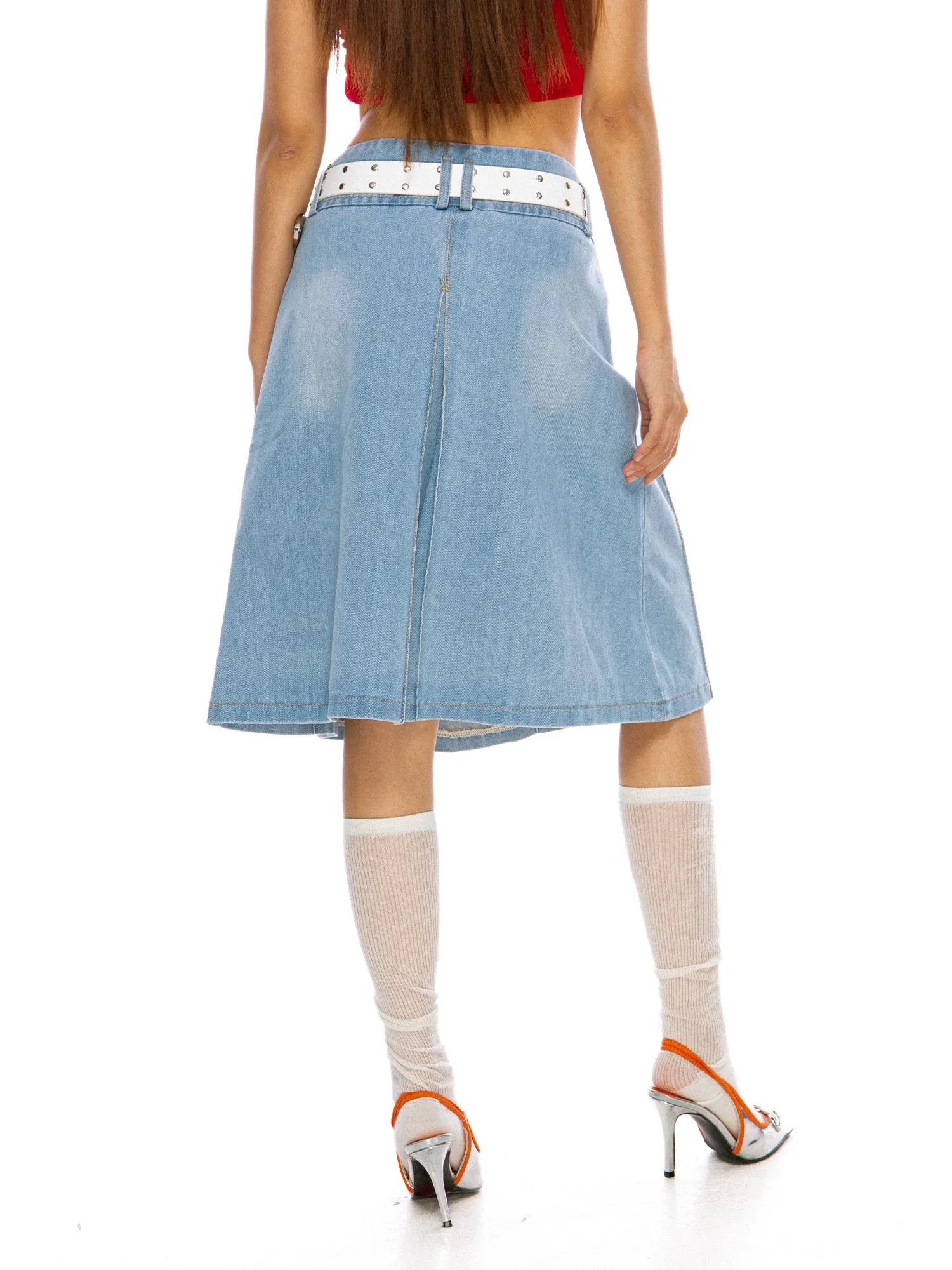 Женские винтажные плиссированные юбки y2k модель 2024 года джинсовая одежда в