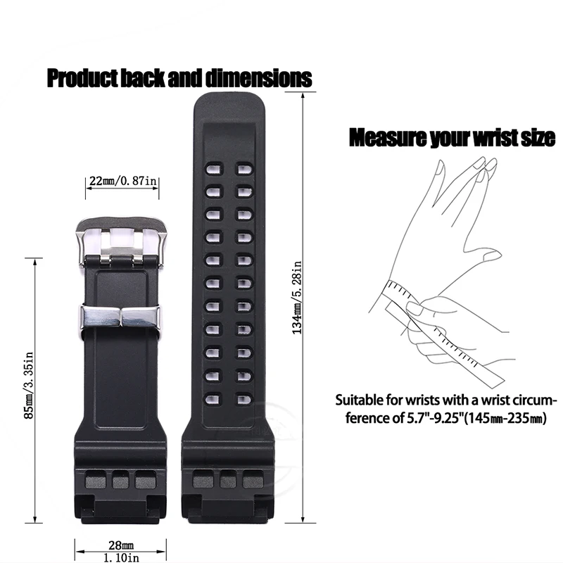 Resin Strap Suitable for Casio G-shock Mudmaster GG1000 GWG100 GSG100 Men’s Watch Band Sports Waterproof Stainless Steel Loop