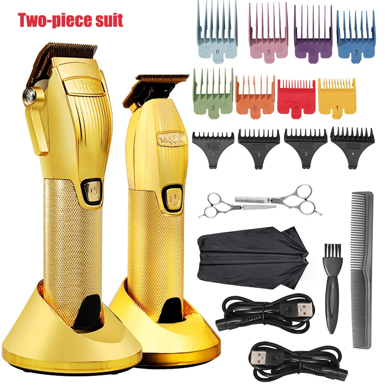 

Машинка для стрижки волос Беспроводная электрическая, профессиональный салонный триммер для волос с гравировкой, металлические машинки дл...