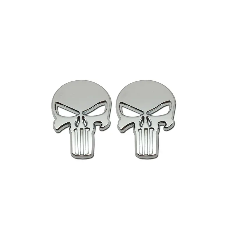 

2 Шт. 3D Металлические Наклейки Для Автомобиля, Водонепроницаемые, Черные, Красные, Серебристые, С Изображением Черепа, Эмблема