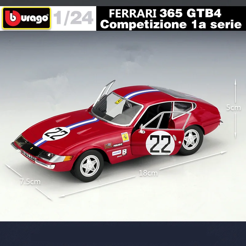 

1:24 Ferrari 365 GTB4 Competizione 1a serie Alloy Track Sports Car Model Diecasts Metal Racing Car Model Toys Gifts