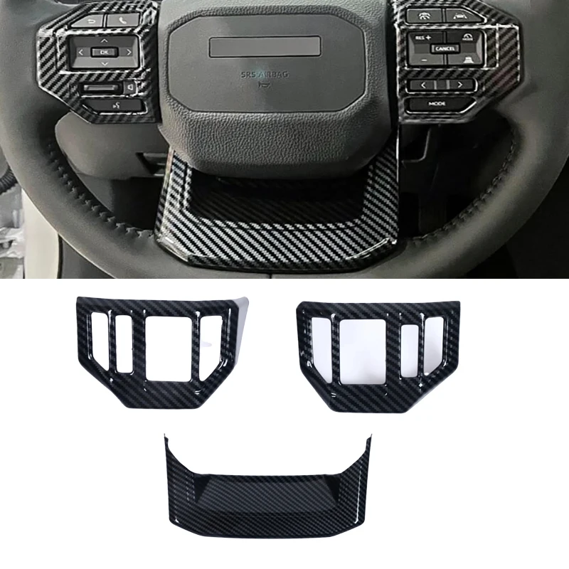 

Для Toyota Land Cruiser 250 Prado LC250 2024 2025 ABS углеродное волокно, панель рулевого колеса, переключатель, крышка, накладки, наклейки, наклейка