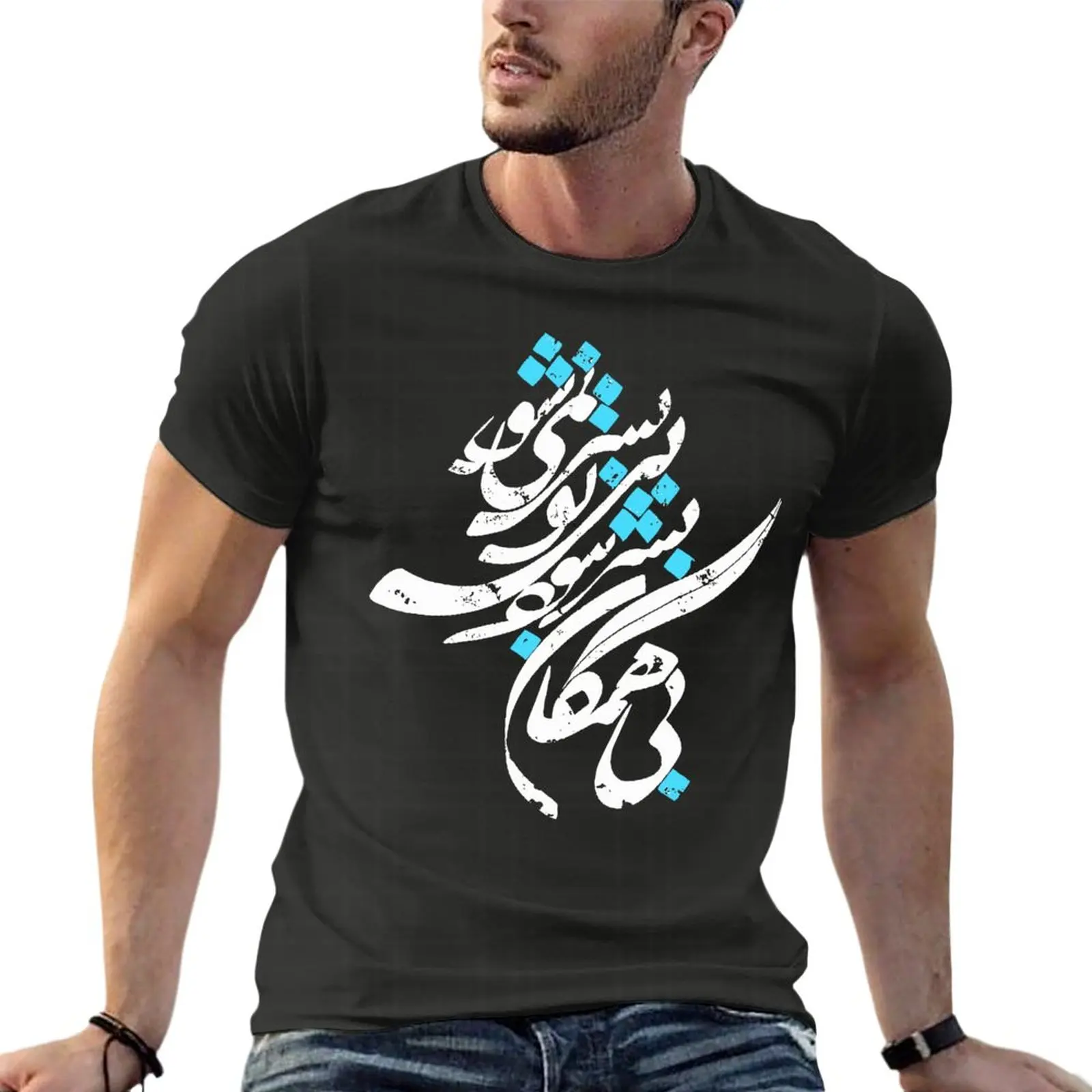 Iran And Iranian Poem In Farsi Oversized Tshirt Fashion Mens Clothing Short Sleeve Streetwear Plus Size Top Tee
