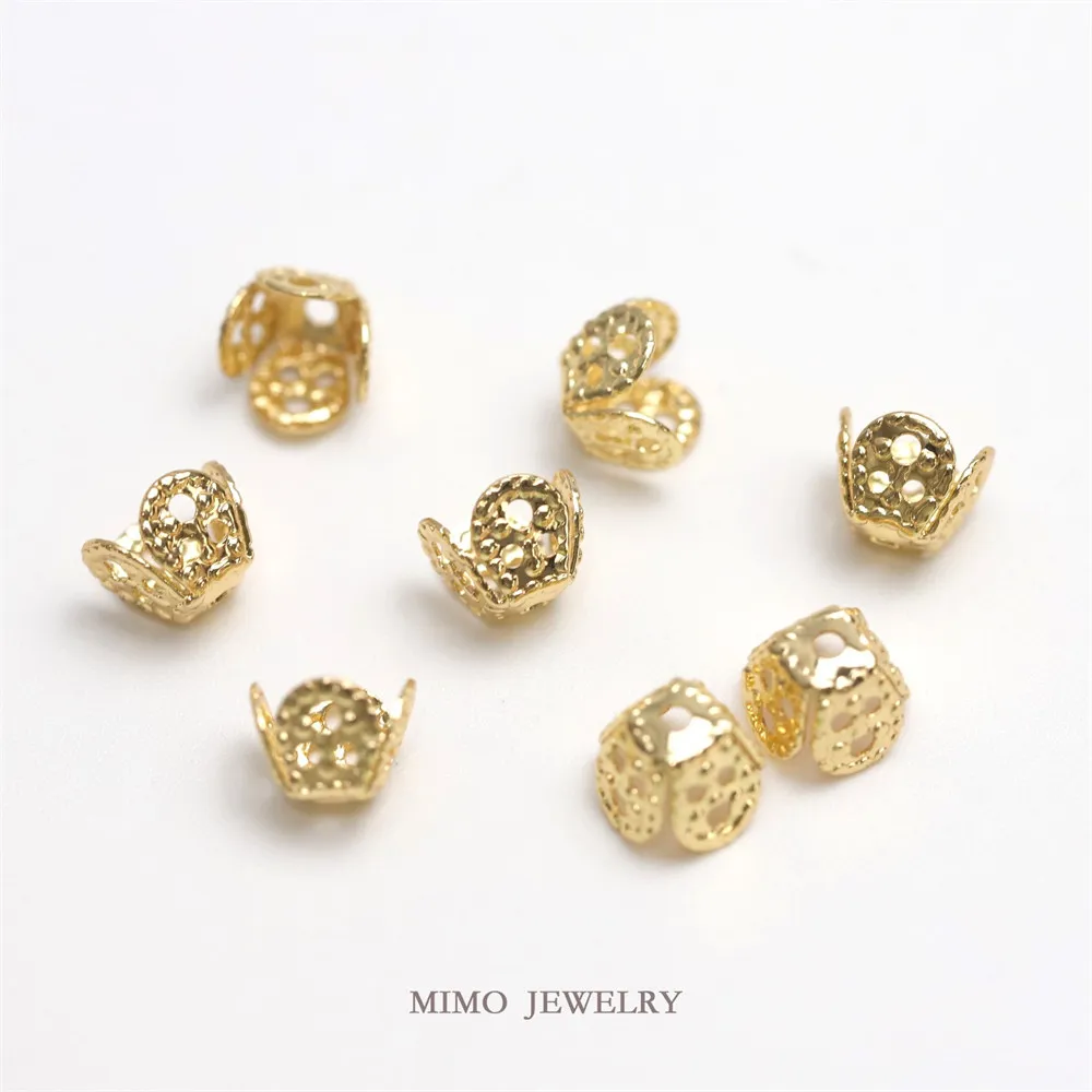 

copper plated genuine gold four petal flower three-dimensional flower holder partition flower piece DIY jewelry Handmade accesso