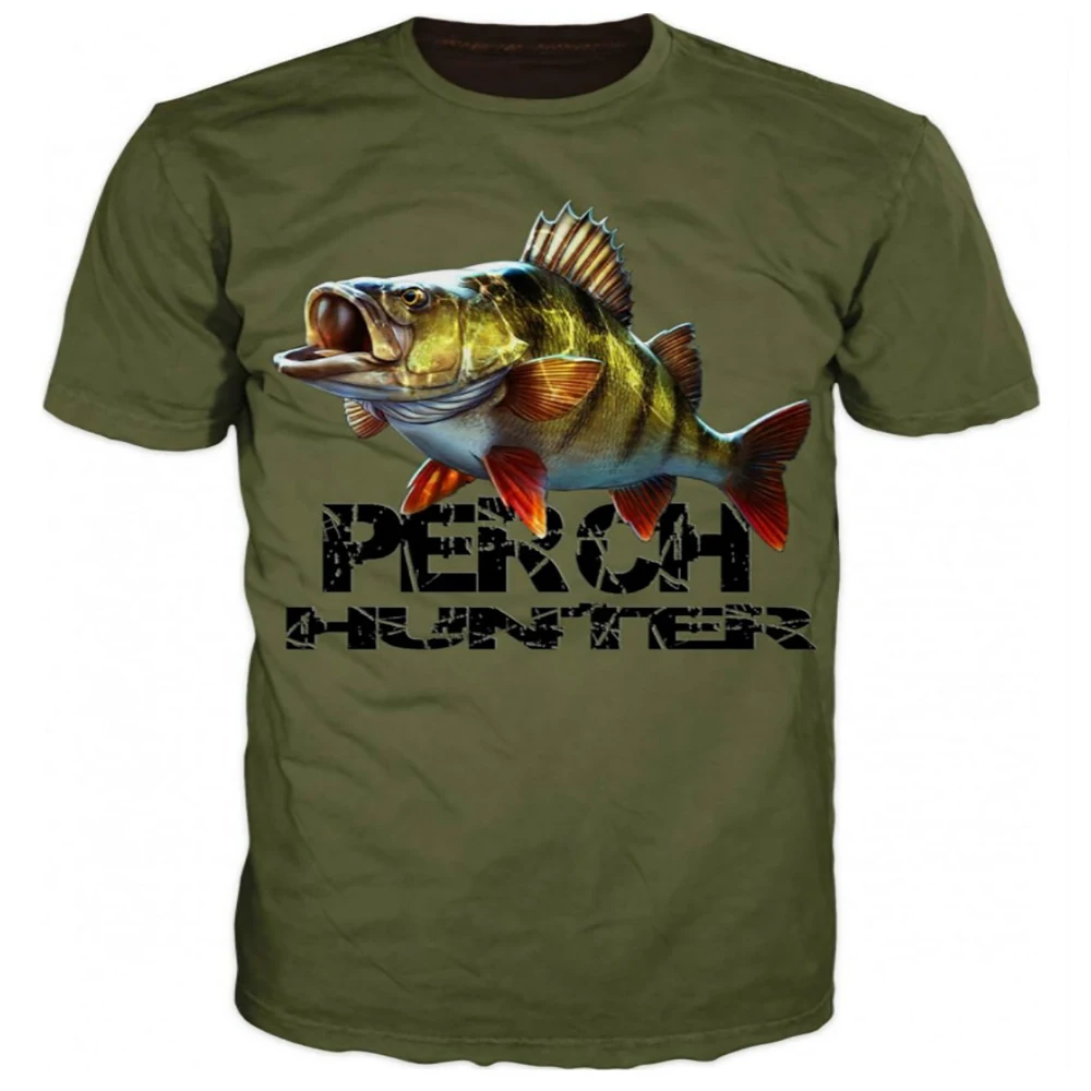 

Summer, Fashionable Fishing 3D Printing Men's and Women's Outdoor Sports Casual Round Neck Short Sleeved Sports Oversized T-shir